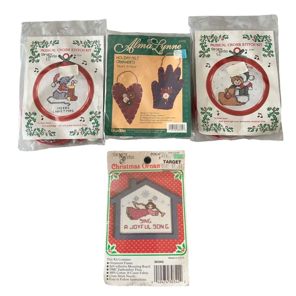 Alma Lynne Holiday Felt Ornaments & New Berlin Co Musical Cross Stitch Kits
